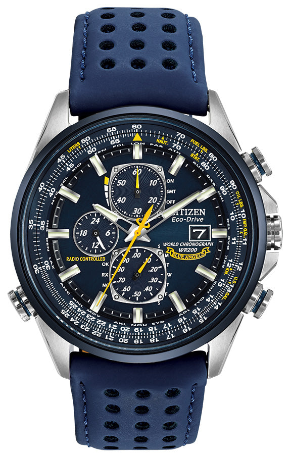 CITIZEN Mens Eco-Drive Blue Angels World Chronograph A-T Sport Luxury